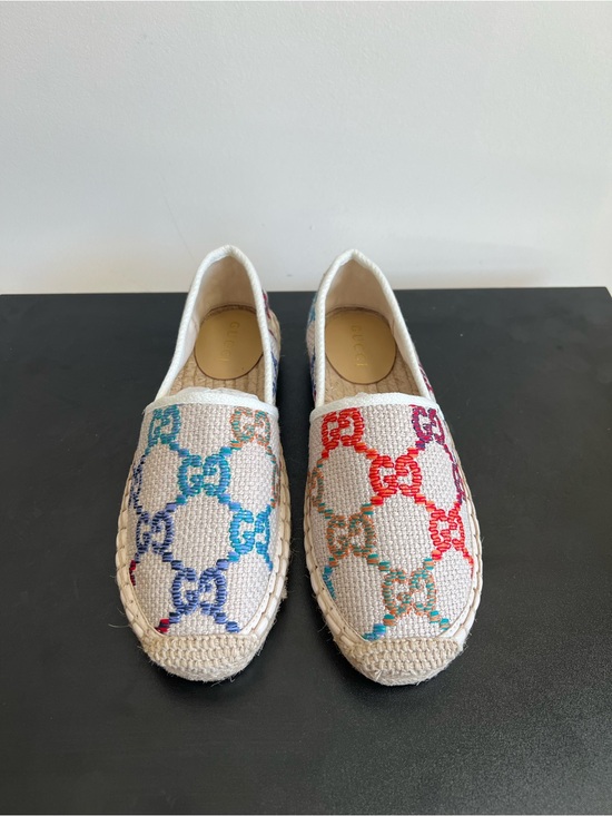 Gucci Shoes - Gucci Multicolor GG Embroidered Espadrille Flats EU 40